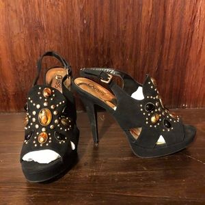 CARLOS SANTANA black heels / sandals Sz 8